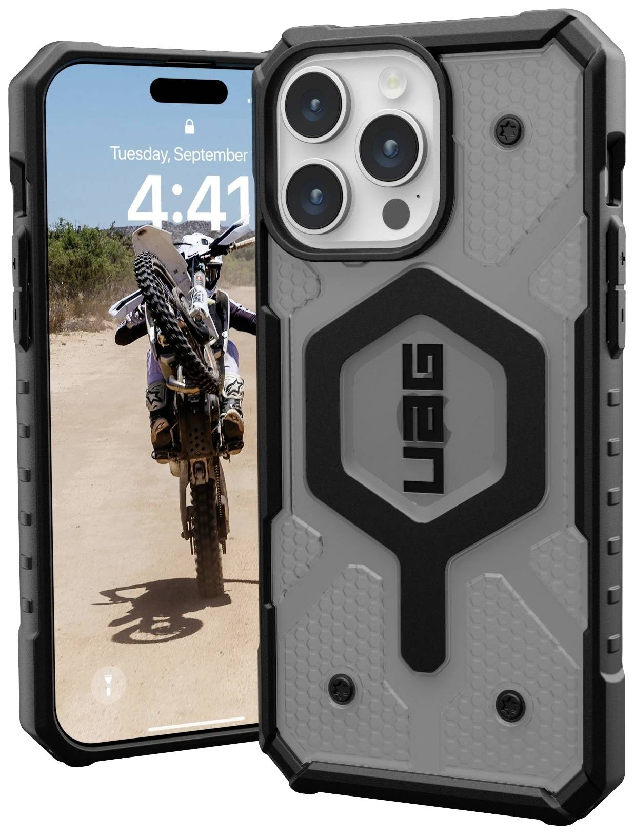 Urban Armor Gear Pathfinder MagSafe Backcover Apple iPhone 15 Pro Max Grau (transparent) MagSafe kompatibel 114301113131