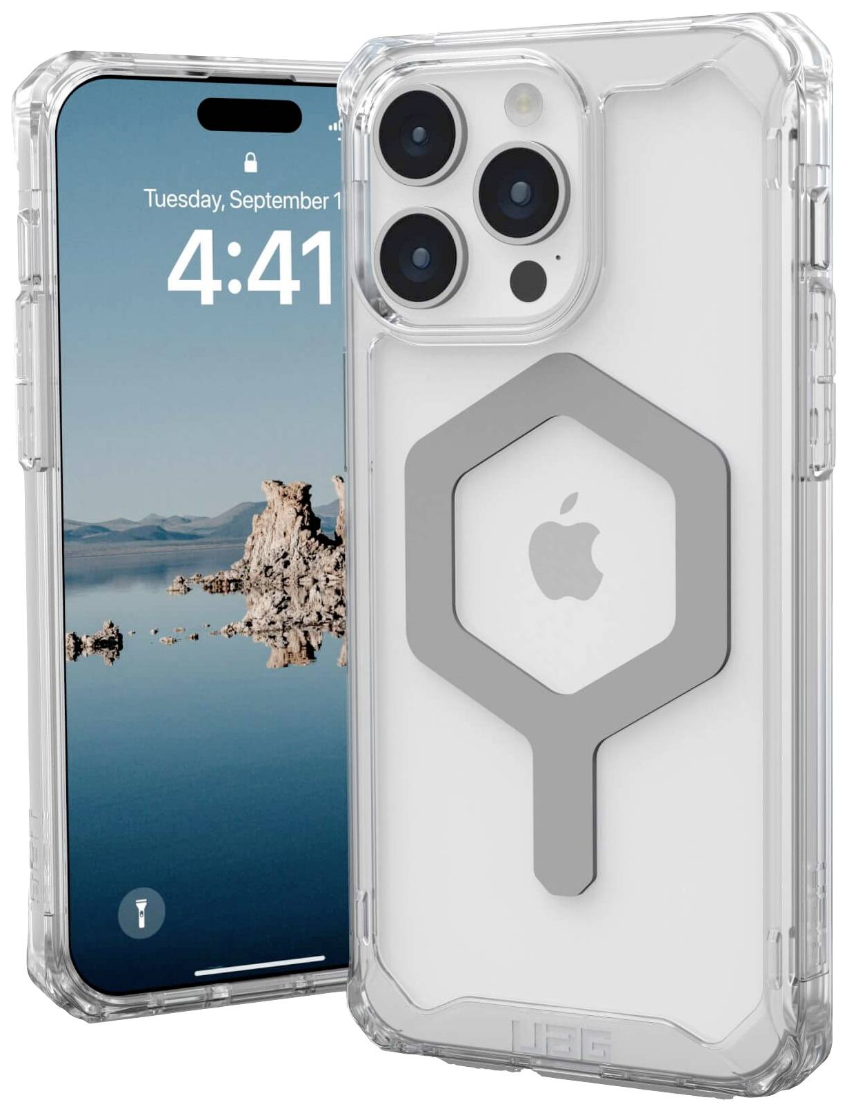 Urban Armor Gear Plyo MagSafe Backcover Apple iPhone 15 Pro Max Ice, Transparent, Silber MagSafe kompatibel 114305114333
