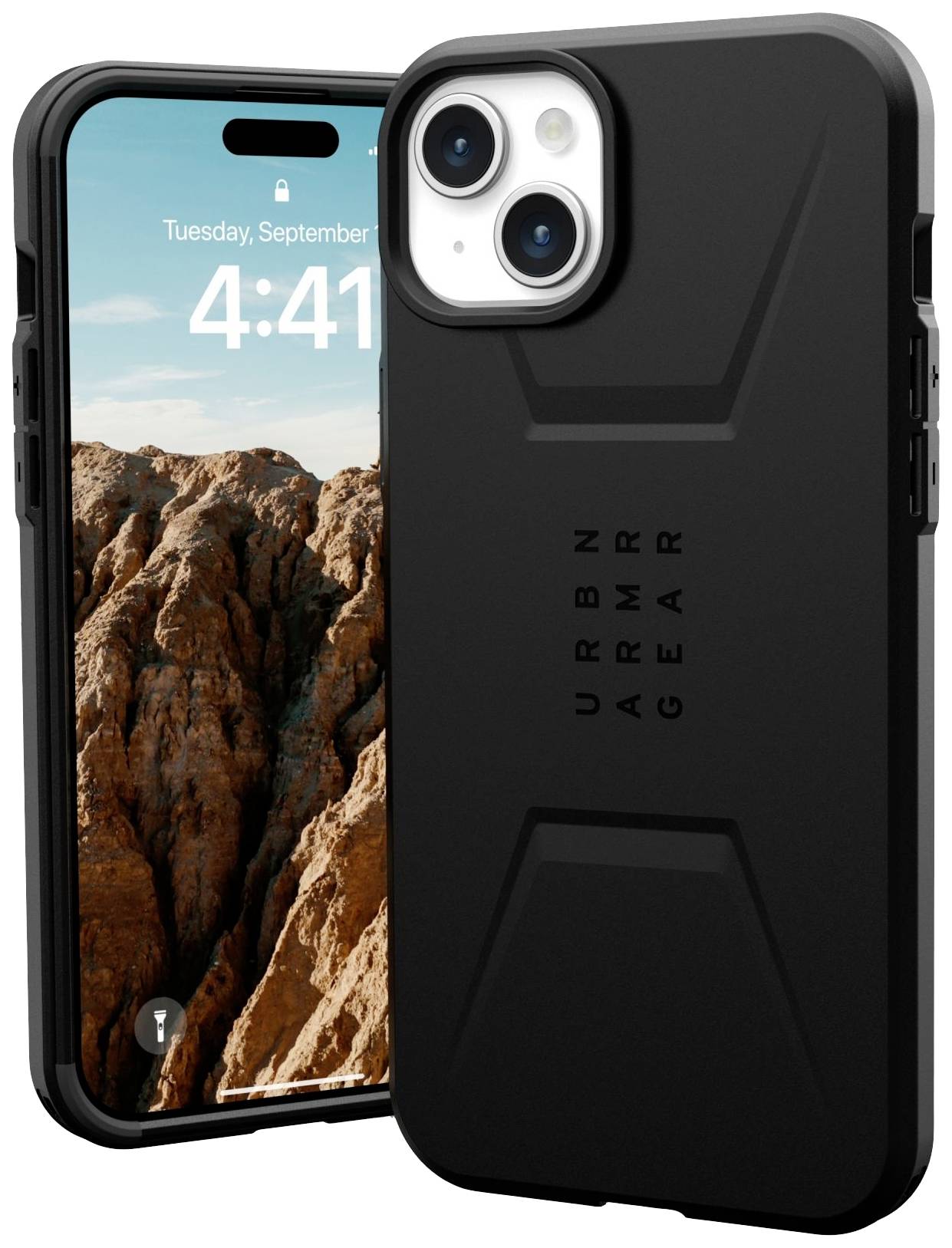 Urban Armor Gear Civilian MagSafe Backcover Apple iPhone 15 Plus Schwarz MagSafe kompatibel 114306114040