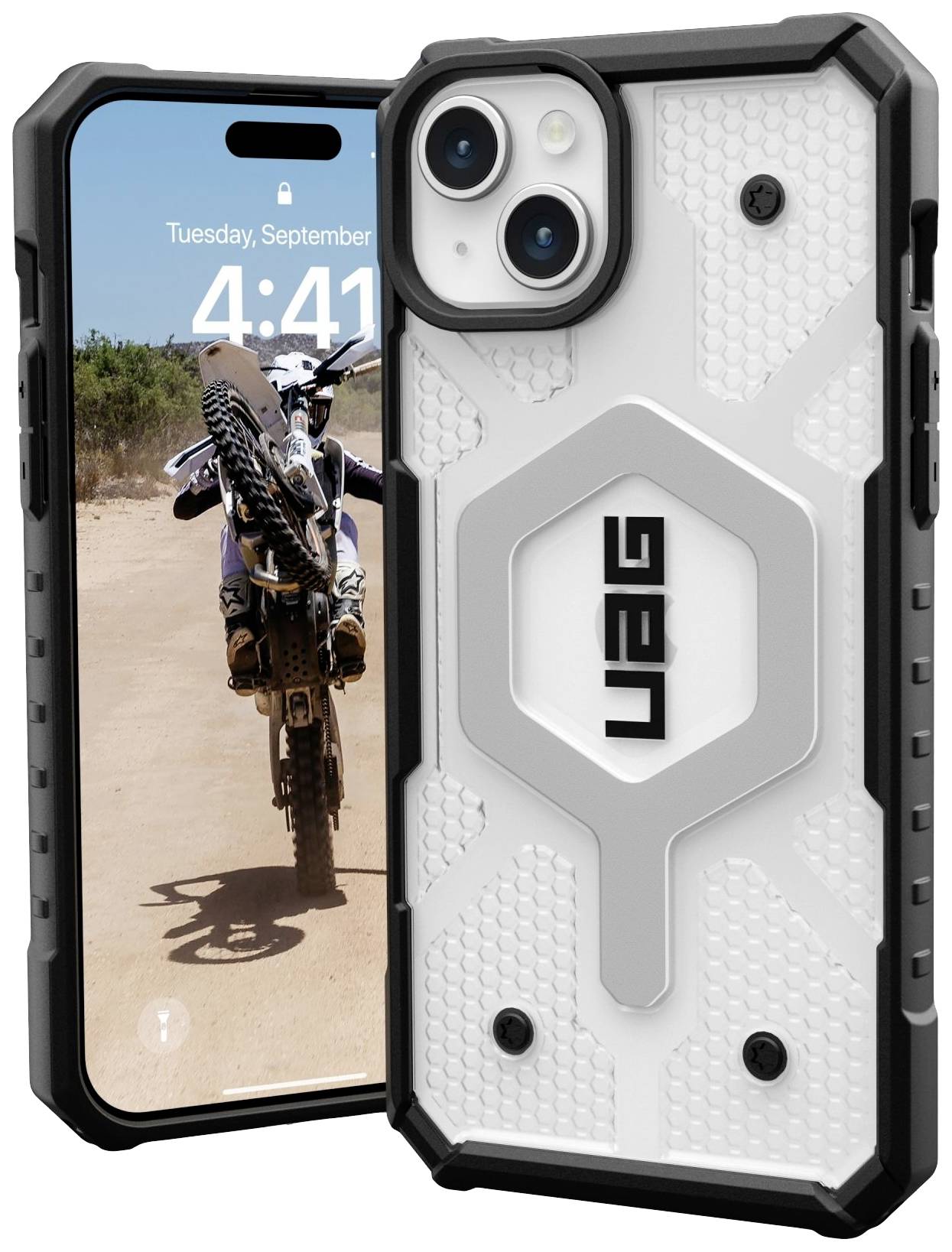 Urban Armor Gear Pathfinder MagSafe Backcover Apple iPhone 15 Plus Ice, Transparent MagSafe kompatibel 114311114343