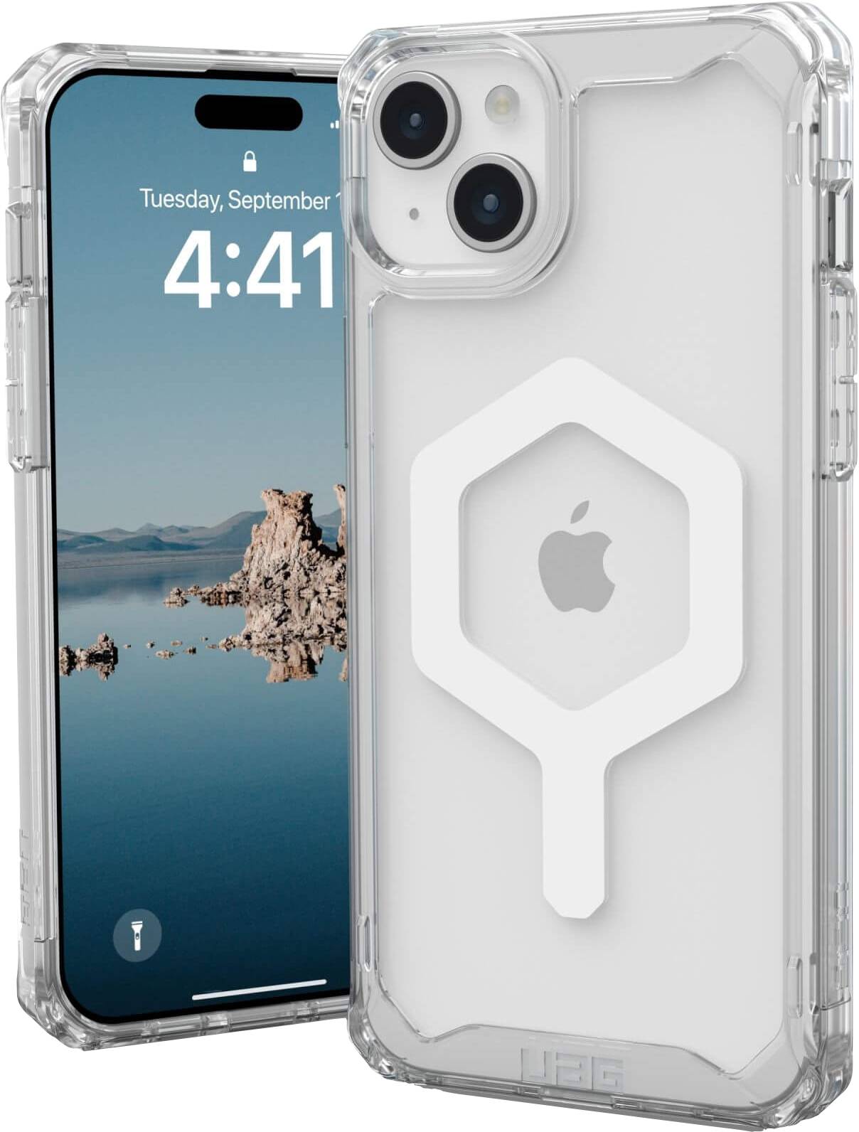 Urban Armor Gear Plyo MagSafe Backcover Apple iPhone 15 Plus Ice, Transparent, Weiß MagSafe kompatibel 114314114341