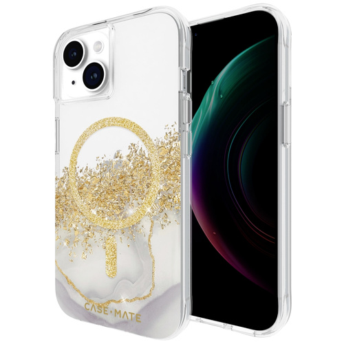 CASEMATE Karat Marble MagSafe Backcover Apple iPhone 15, iPhone 14, iPhone 13 Transparent, Gold, Glitzereffekt MagSafe kompatibel
