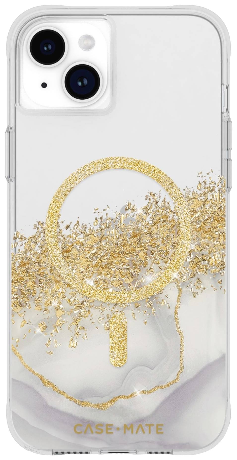 Case-Mate Karat Marble MagSafe Backcover Apple iPhone 15 Plus Transparent, Gold, Glitzereffekt MagSafe kompatibel CM051574