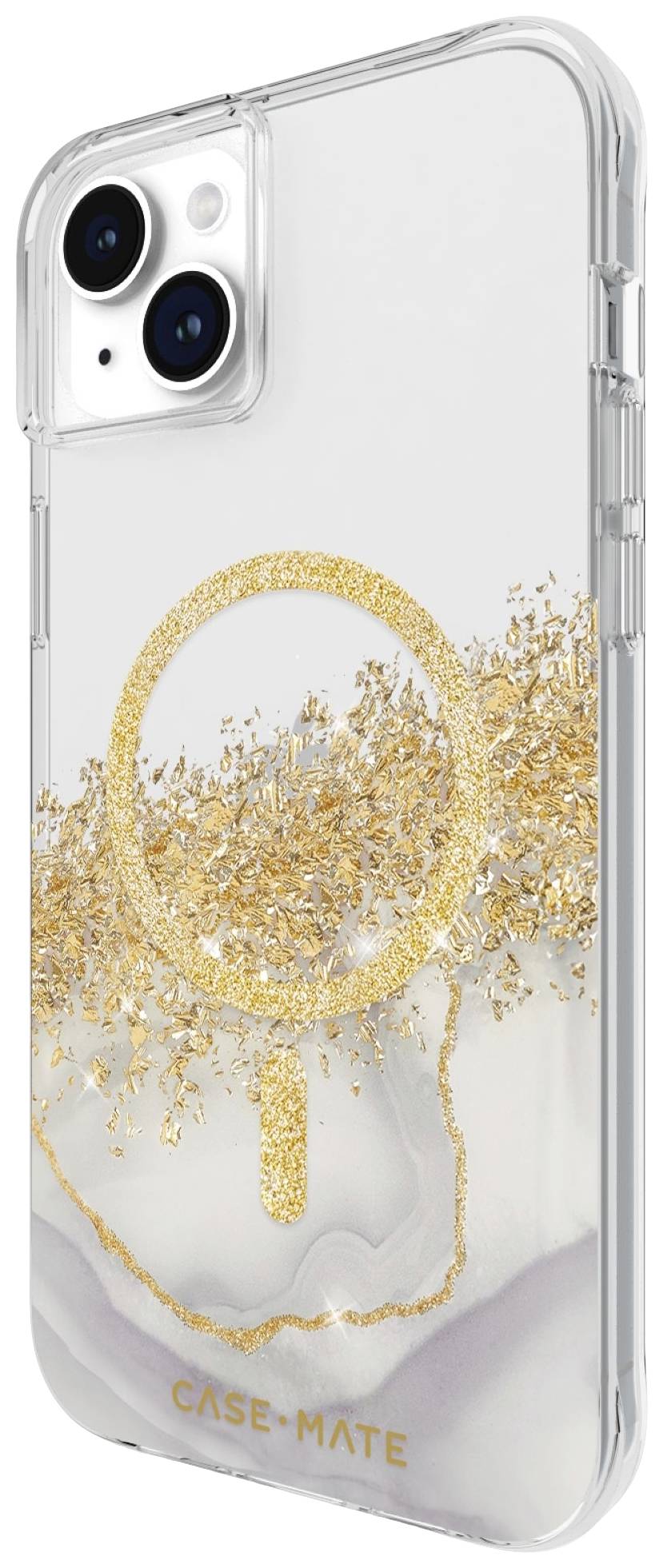 Case-Mate Karat Marble MagSafe Backcover Apple iPhone 15 Plus Transparent, Gold, Glitzereffekt MagSafe kompatibel CM051574