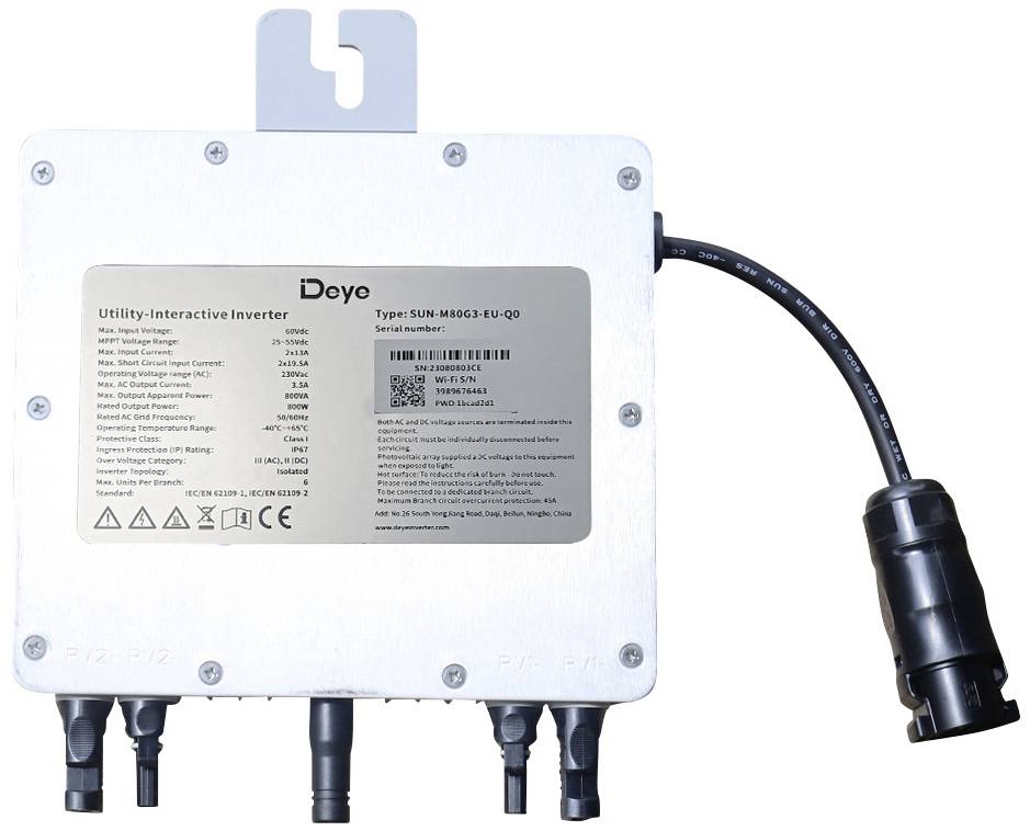 Deye Microwechselrichter SUN-M80G3-EU-Q0 800W 60V - 230 V/AC
