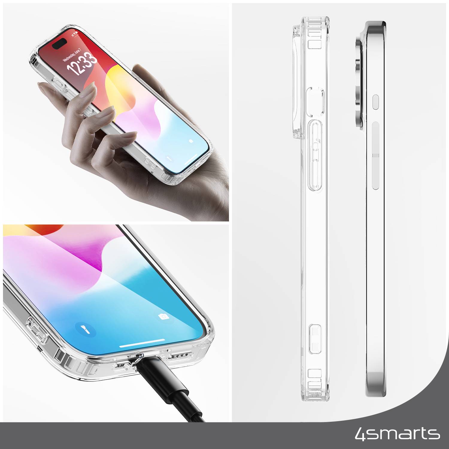 4Smarts 360° Protection Set Backcover Apple iPhone 15 Pro Max Transparent Induktives Laden