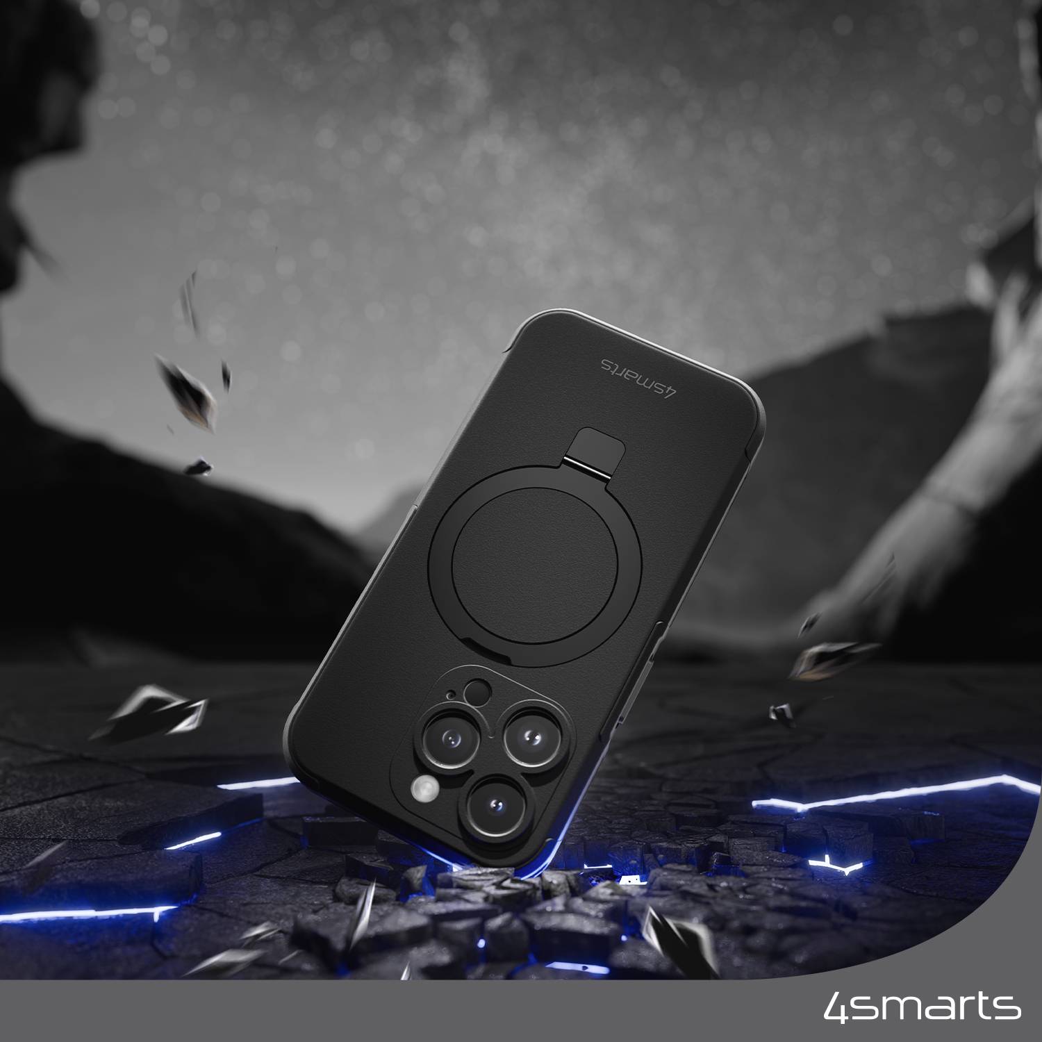 4Smarts Defend Case Magic Stand Backcover Apple iPhone 15 Schwarz MagSafe kompatibel, Standfunktion 540583