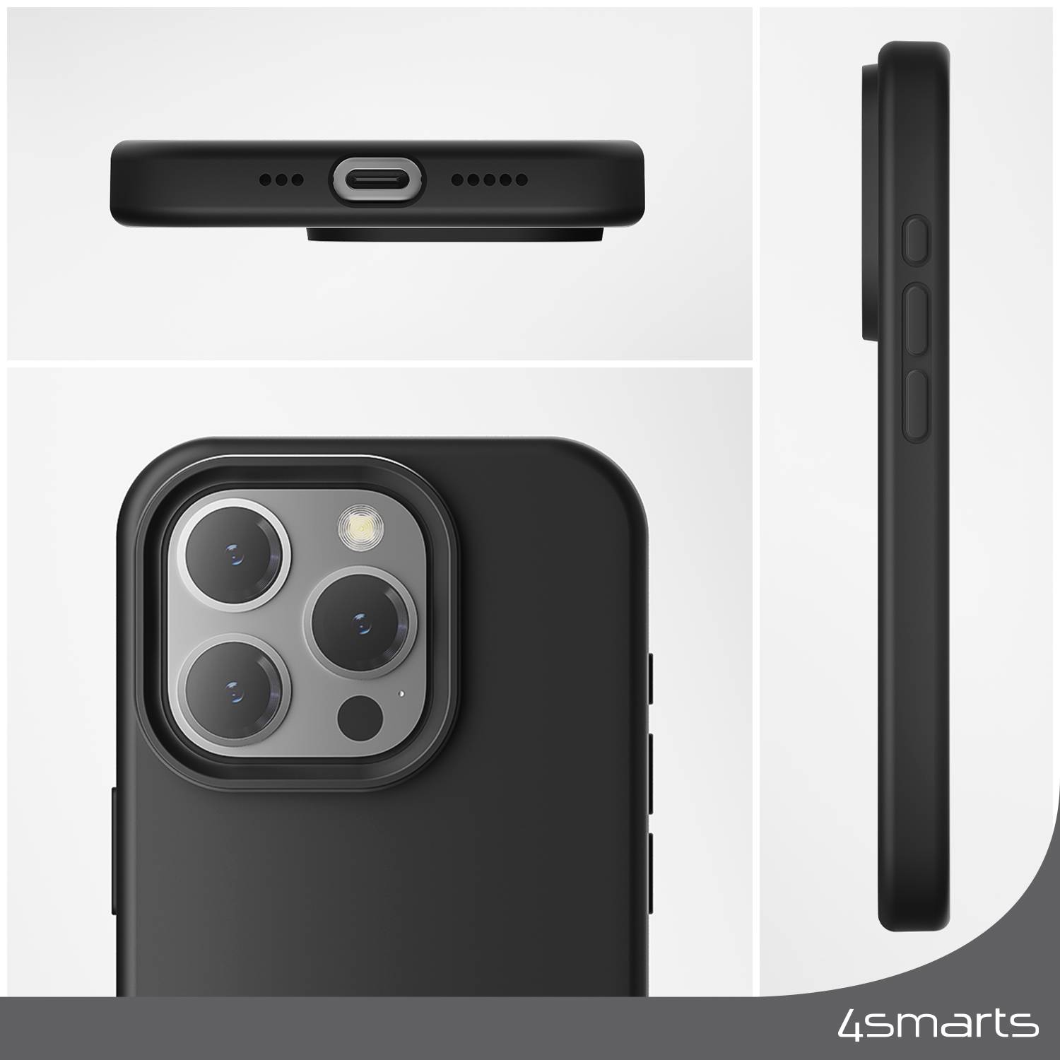 4Smarts Silikon Case Backcover Apple iPhone 15 Plus Schwarz MagSafe kompatibel