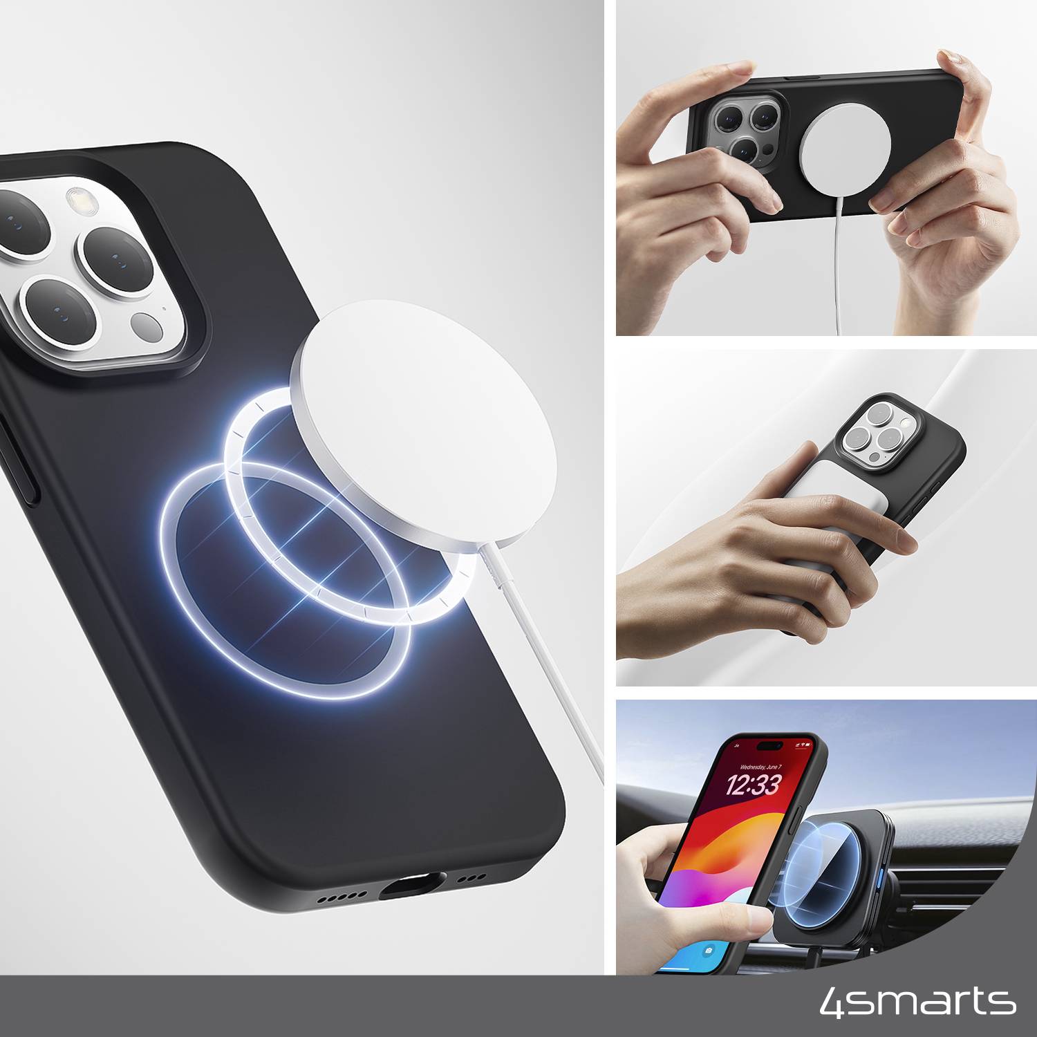 4Smarts Silikon Case Backcover Apple iPhone 15 Plus Schwarz MagSafe kompatibel 540582