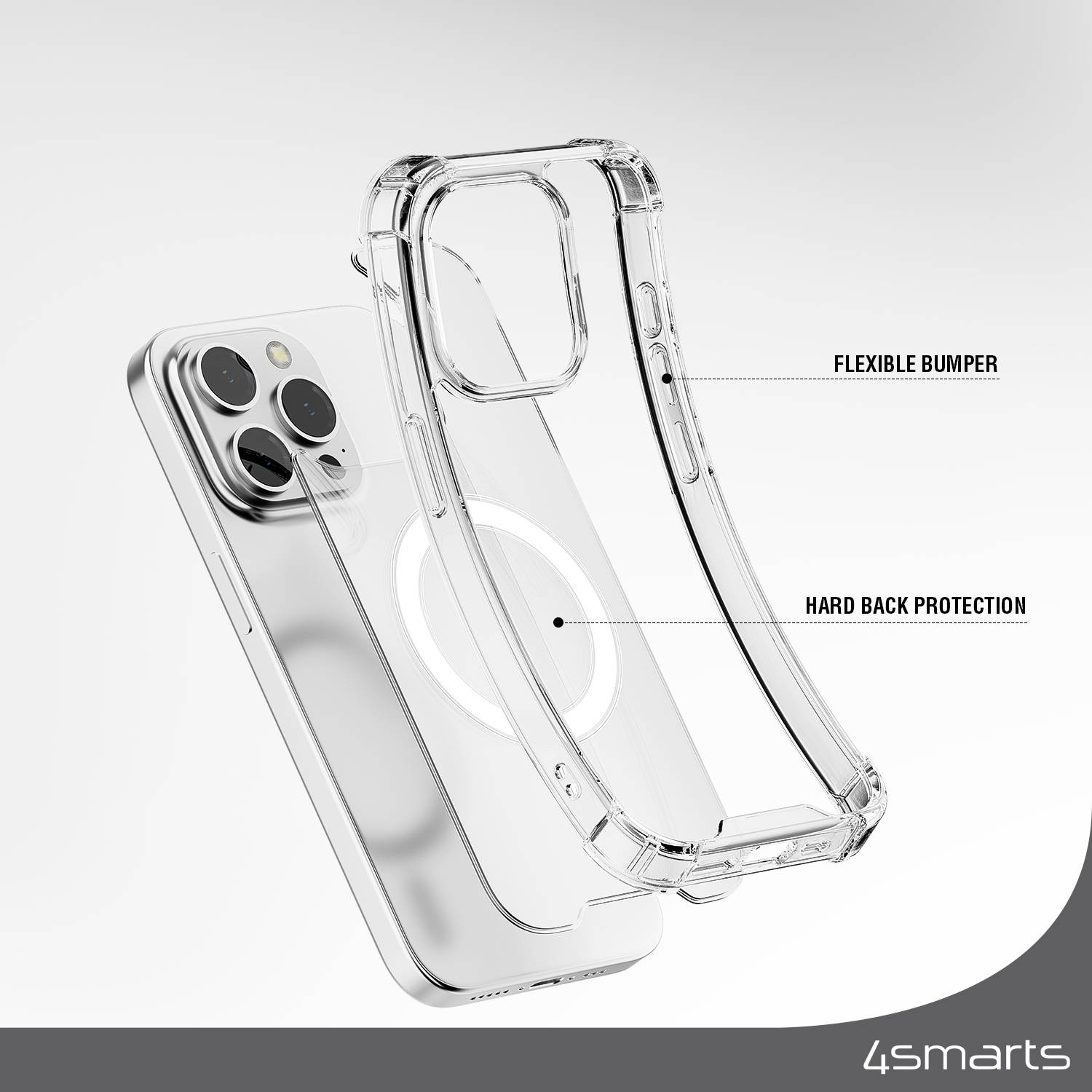 4Smarts Hybrid Case Ibiza Backcover Apple iPhone 15 Pro Max Transparent Induktives Laden 540589
