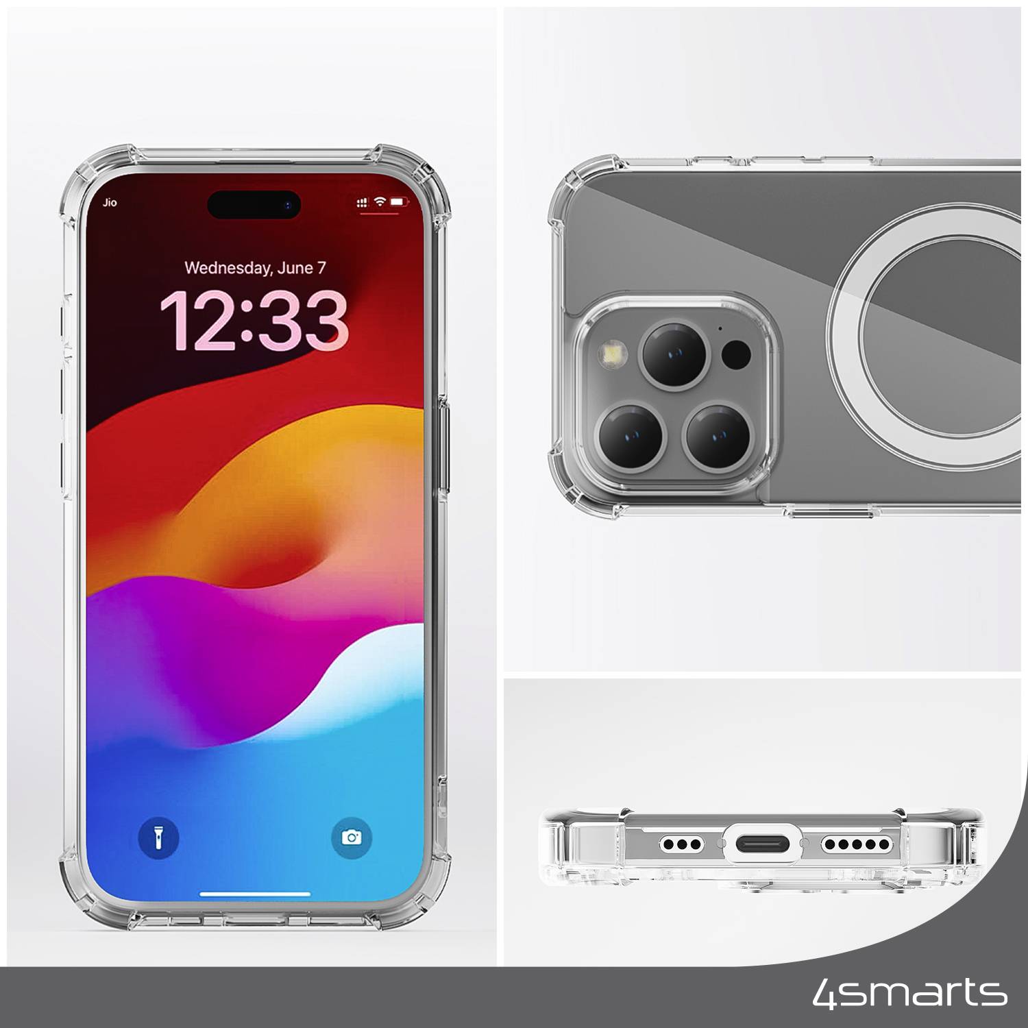 4Smarts Hybrid Case Ibiza Backcover Apple iPhone 15 Pro Max Transparent Induktives Laden 540589