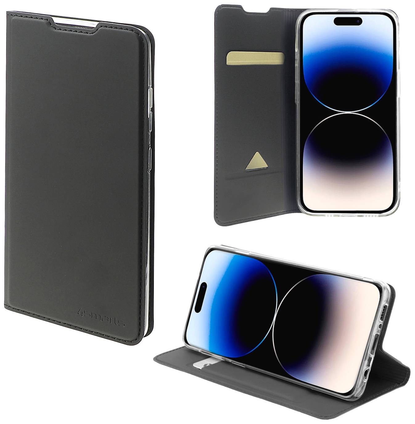 4Smarts Flip Case Urban Lite Booklet Apple iPhone 15 Pro Schwarz Standfunktion 540592