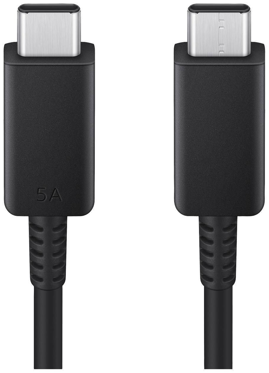 Zwei USB-C-Kabel mit schwarzer Ummantelung und der Aufschrift '5A'. Ideal für schnelles Laden oder Datenübertragung.