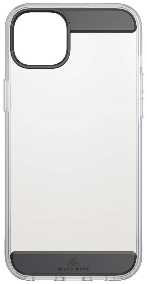 Durchsichtiges Smartphone-Case mit schwarzen Rändern oben und unten.