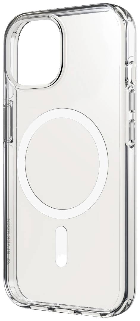 Transparente Handyhülle mit kreisförmigem Magnetring für kabelloses Laden, passend für moderne Smartphones.