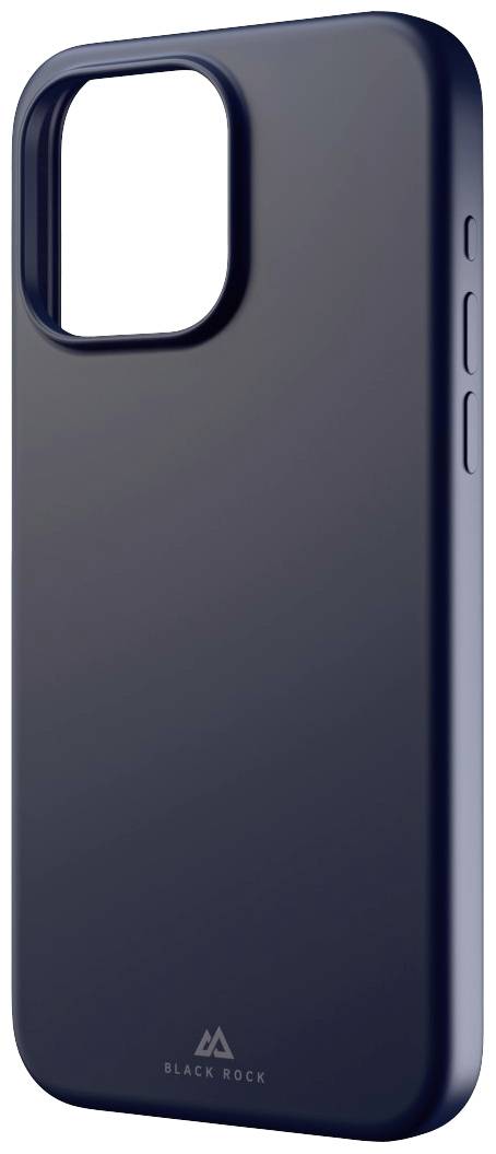 Smartphone-Hülle in dunkler Farbe, schlichtes Design mit glänzender Oberfläche. Scherentasten an der Seite; Logo 'Black Rock' am unteren Rand.
