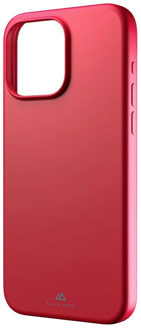 Rote Handyhülle mit glatter Oberfläche und Kameraausschnitt. Seitlich befinden sich Tasten. Dezent minimalistisches Design.