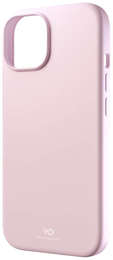 Rosa Smartphone-Hülle mit abgerundeten Ecken, Aussparung für Kamera und markantem Logo 'WO White Diamond' unten.