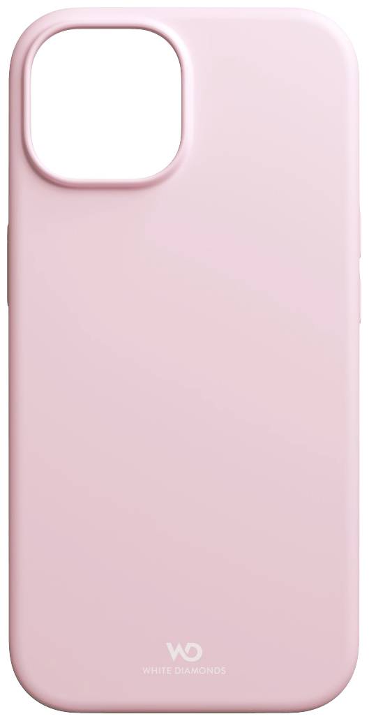 Rosa Smartphone-Hülle mit einer Aussparung für die Kamera. Auf der Rückseite befindet sich das Logo 'White Diamonds'.
