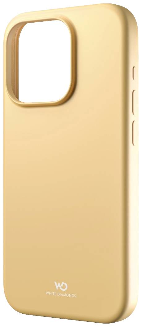 Gelbes Smartphone-Case mit Kameraschutz und seitlichen Tasten-Ausschnitten. Logo 'White Diamonds' unten mittig sichtbar.