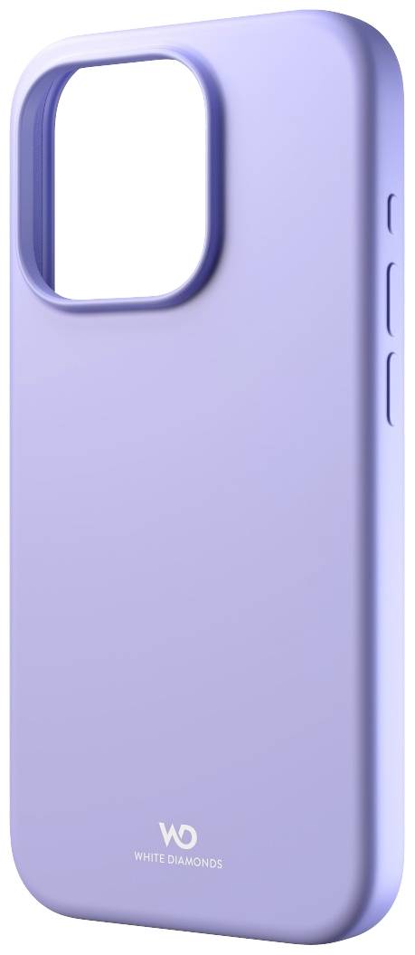 Lila Smartphone-Schutzhülle mit rechteckiger Kameraaussparung und Logoschriftzug 'White Diamonds' unten.