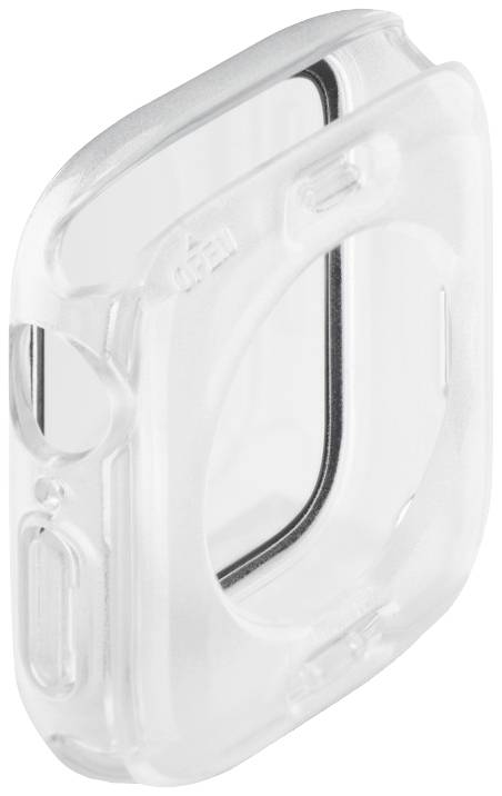 Transparente Kunststoffhülle für Smartwatch, schützt Bildschirm und Seiten vor Kratzern.