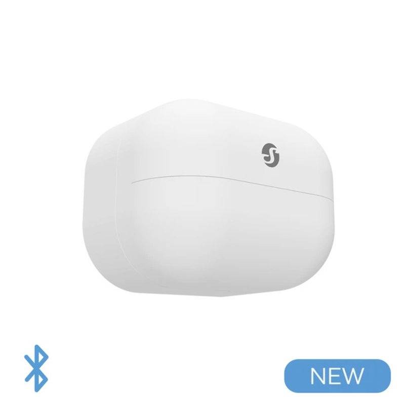 Weißes Bluetooth-Gerät mit geschwungenem Design und einem Logo auf der Vorderseite. In der Ecke steht 'NEU'.