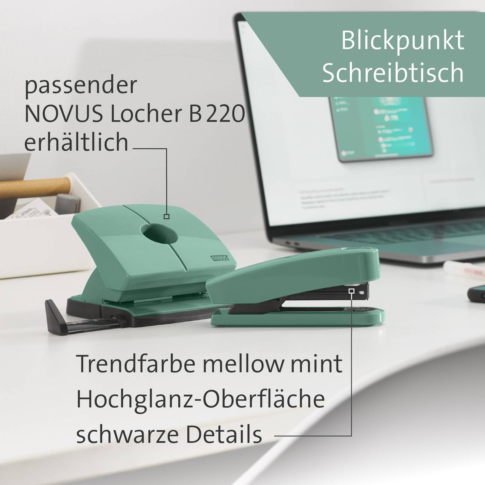 Novus Office B 2 COLOR ID 2.0 020-1952 Heftgerät Mint Heftleistung: 25 Bl. (80 g/m²)