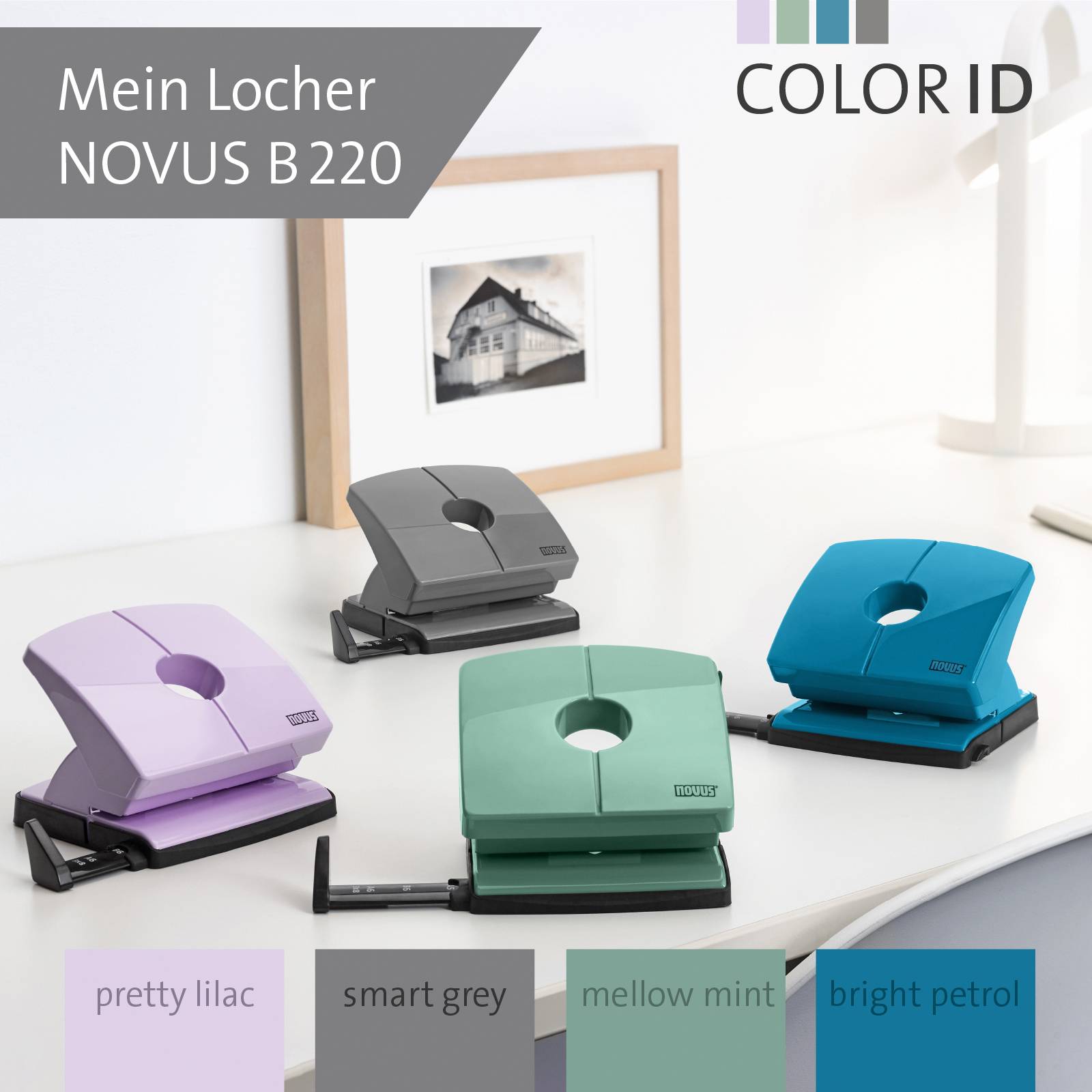 Novus Office 025-0656 Bürolocher B 220 COLOR ID 2.0 Grau 20 Bl. (80 g/m²)
