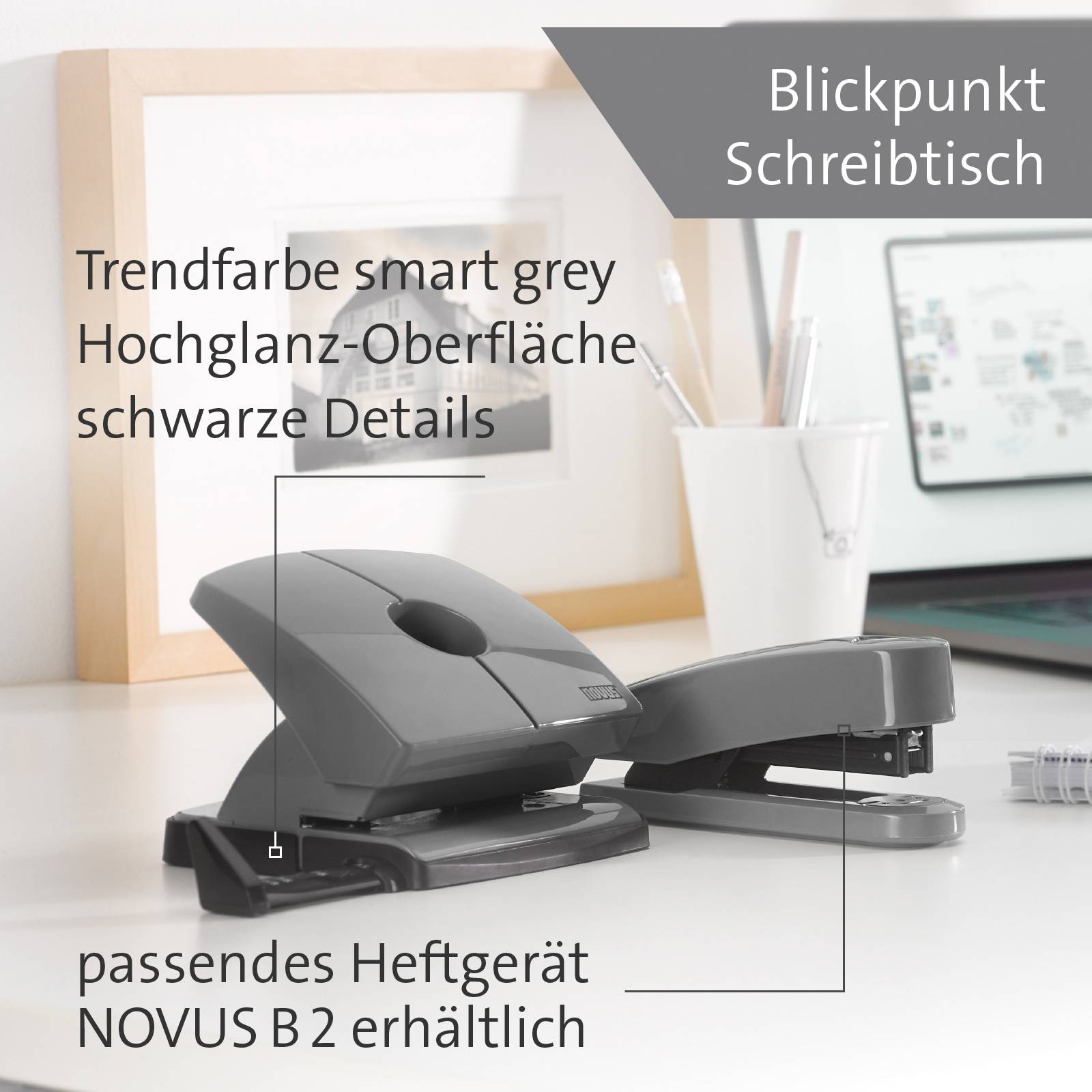 Novus Office 025-0656 Bürolocher B 220 COLOR ID 2.0 Grau 20 Bl. (80 g/m²)