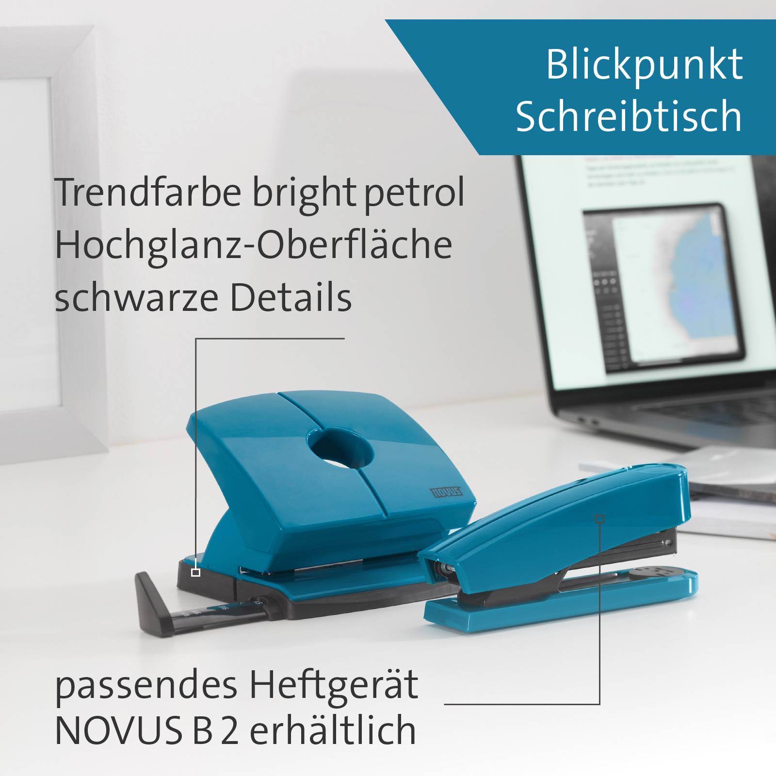 Novus Office 025-0654 Bürolocher B 220 COLOR ID 2.0 Petrol 20 Bl. (80 g/m²)