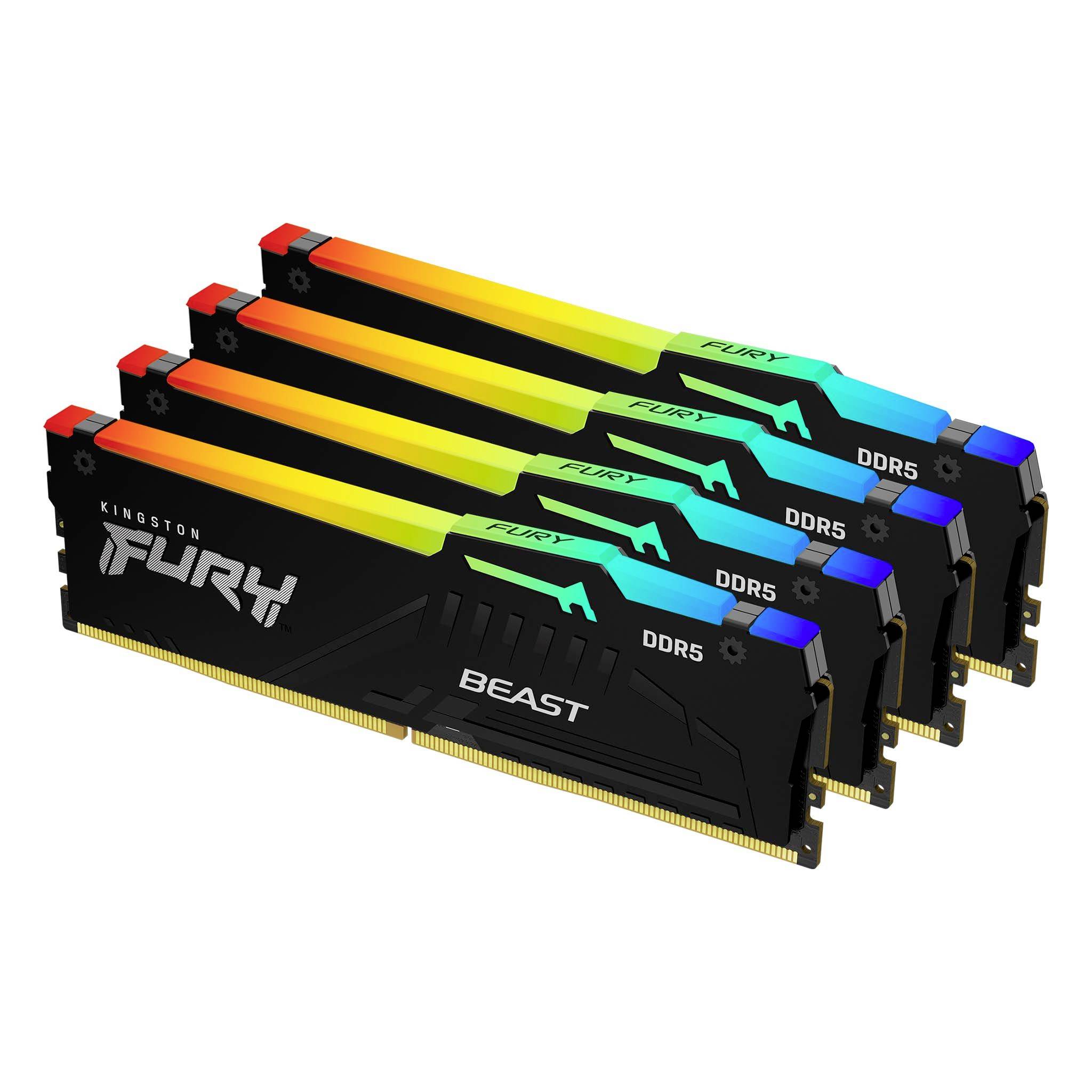 Kingston Beast RGB PC-Arbeitsspeicher Kit DDR5 128 GB 4 x 32 GB 5200 MHz 288pin DIMM KF552C40BBAK4-128