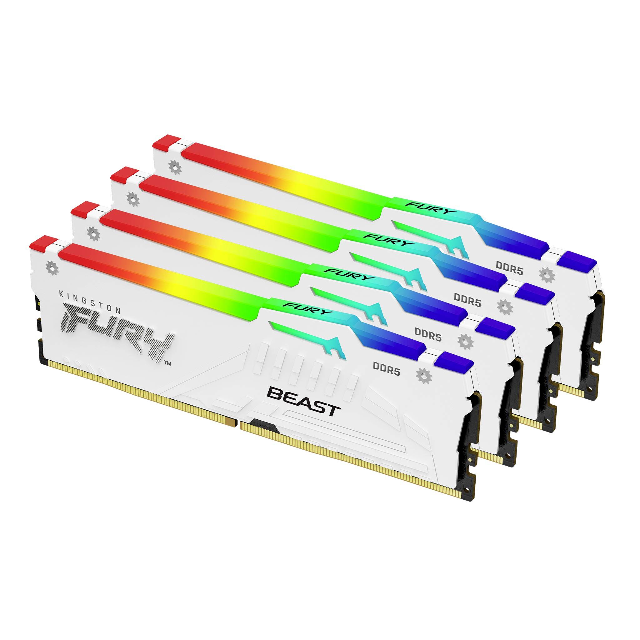 Kingston Beast White RGB XMP PC-Arbeitsspeicher Modul DDR5 64GB 4 x 16GB 6000MHz 288pin DIMM KF560C40BWAK4-64