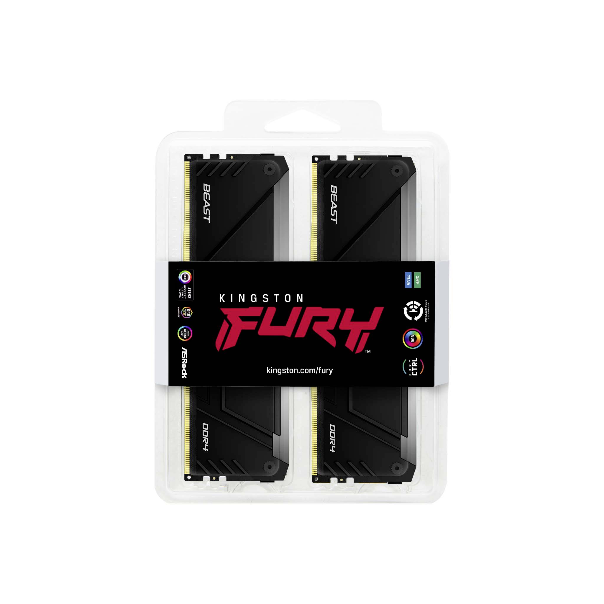 Kingston Beast RGB PC-Arbeitsspeicher Kit DDR4 128 GB 4 x 32 GB 3600 MHz 288pin DIMM KF436C18BB2AK4/128