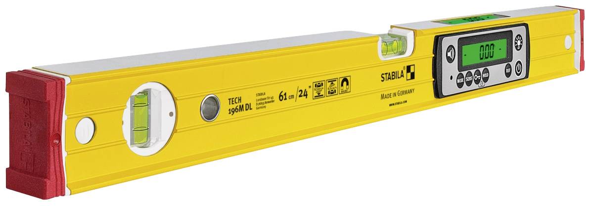 Stabila TECH 196M DL 19823 Digitale Wasserwaage mit Magnet, mit Rutschstopper, inkl. Tasche 61cm 0.5 mm/m