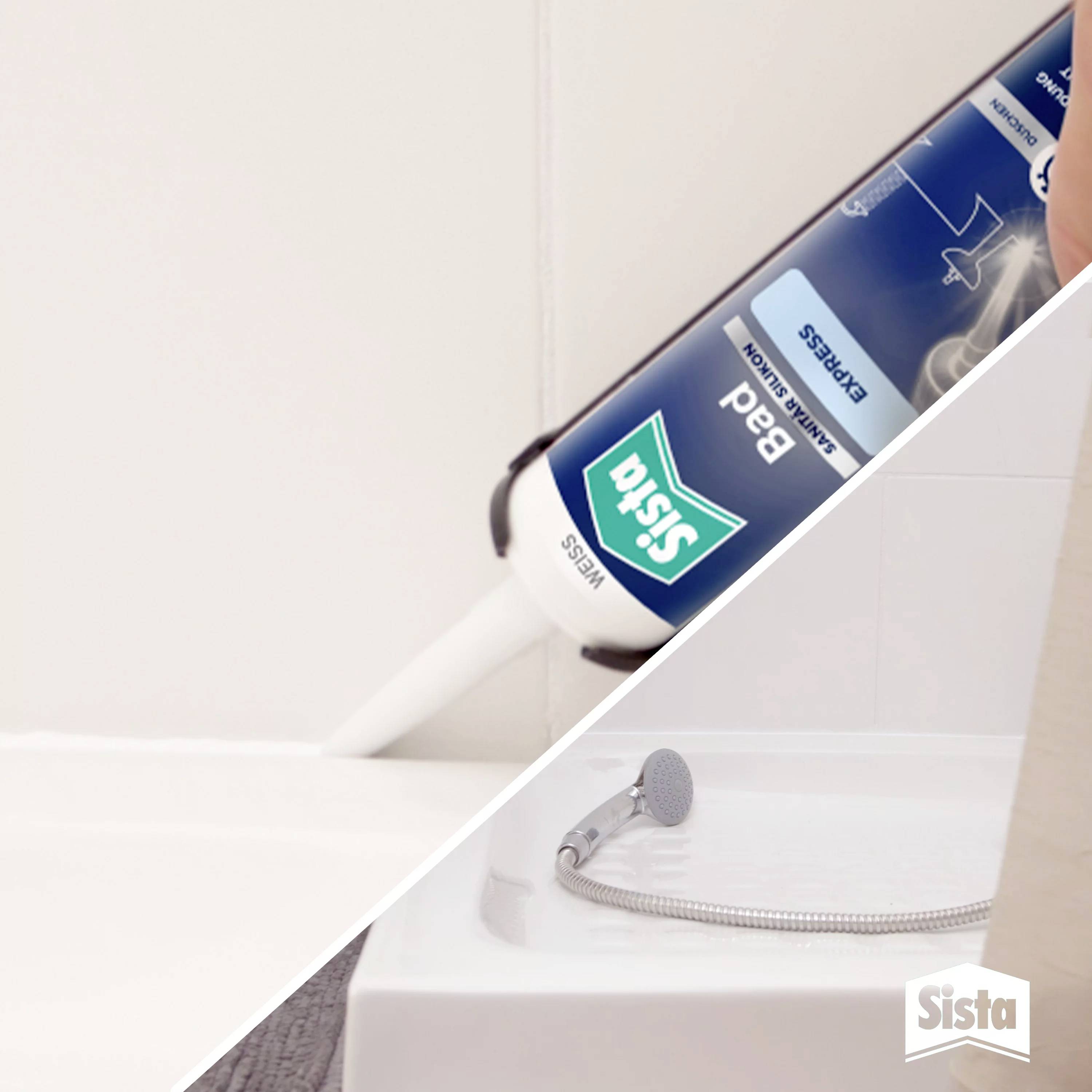 Ein Dichtmittel wird zum Abdichten zwischen einer Badewanne und Fliesen verwendet, um Wasserlecks zu verhindern.