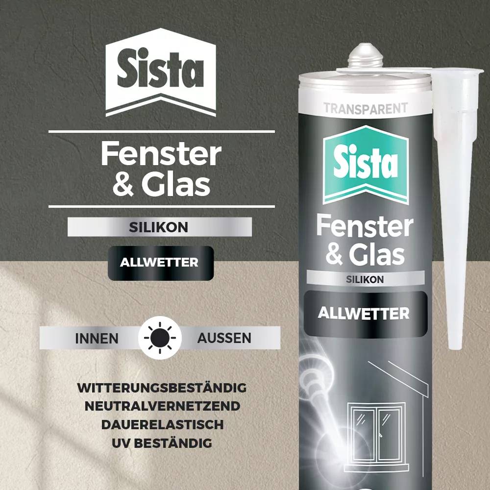 Sista Fenster & Glas Silikon Herstellerfarbe Transparent SHFT3 280ml