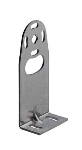 Metallwinkelhalter mit mehreren Öffnungen zur Montage von Bauteilen, geeignet für vielseitige Befestigungsanwendungen.