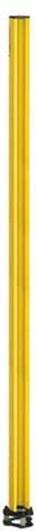 Eine gelbe vertikale Röhre oder Säule vor weißem Hintergrund.