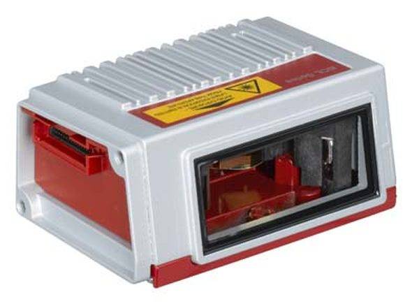 Ein Laserlichtsensor in einem rechteckigen Gehäuse, mit einem Warnhinweis oben. Hauptsächlich in industriellen Anwendungen genutzt.