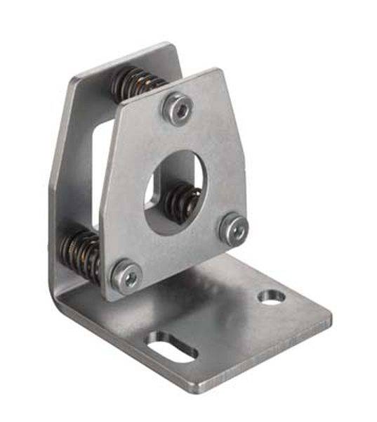 Metallische Halterung mit Schraublöchern und Federn, geeignet für Montageanwendungen und mechanische Verbindungen.