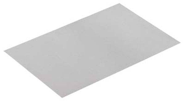 Ein rechteckiges, graues Blatt Papier auf weißem Hintergrund.