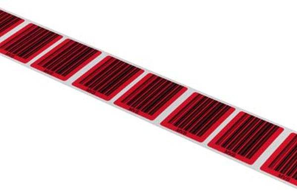 Rote und schwarze Barcodes auf einem weißen Hintergrund, in einer Reihe angeordnet.