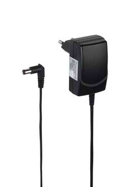 Ein schwarzes Ladegerät mit EU-Stecker und einem abnehmbaren Kabel. Geeignet für elektronische Geräte mit entsprechendem Anschluss.