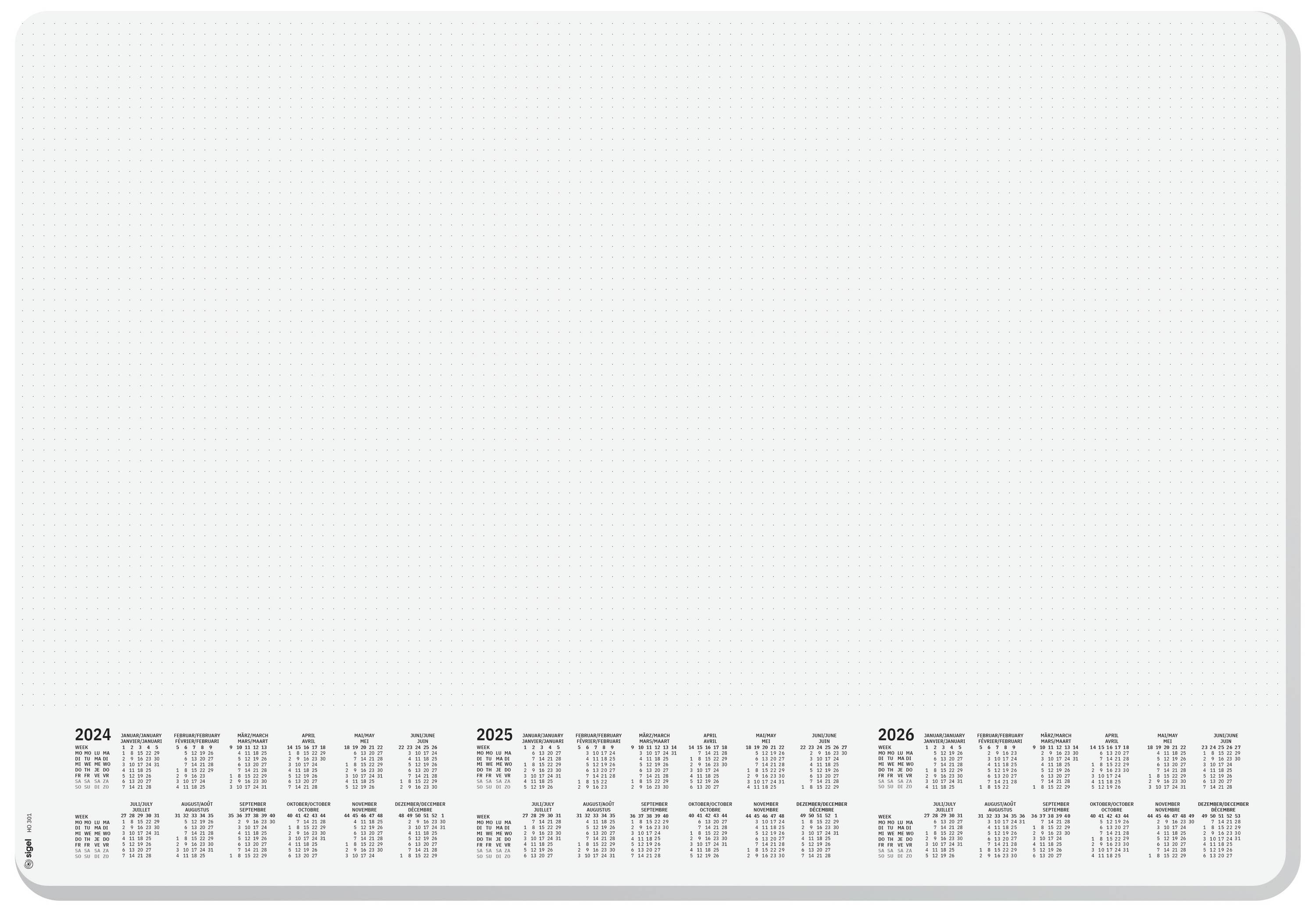 Sigel HO301 Schreibunterlage 3-Jahreskalender Weiß (B x H) 595 mm x 410 mm