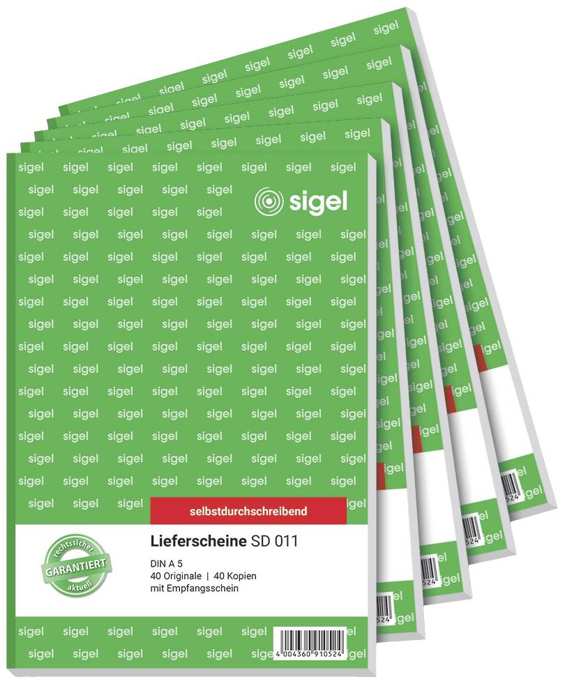 'Lieferformulare SD 011 von Sigel, grüne Verpackung mit Beschriftung 