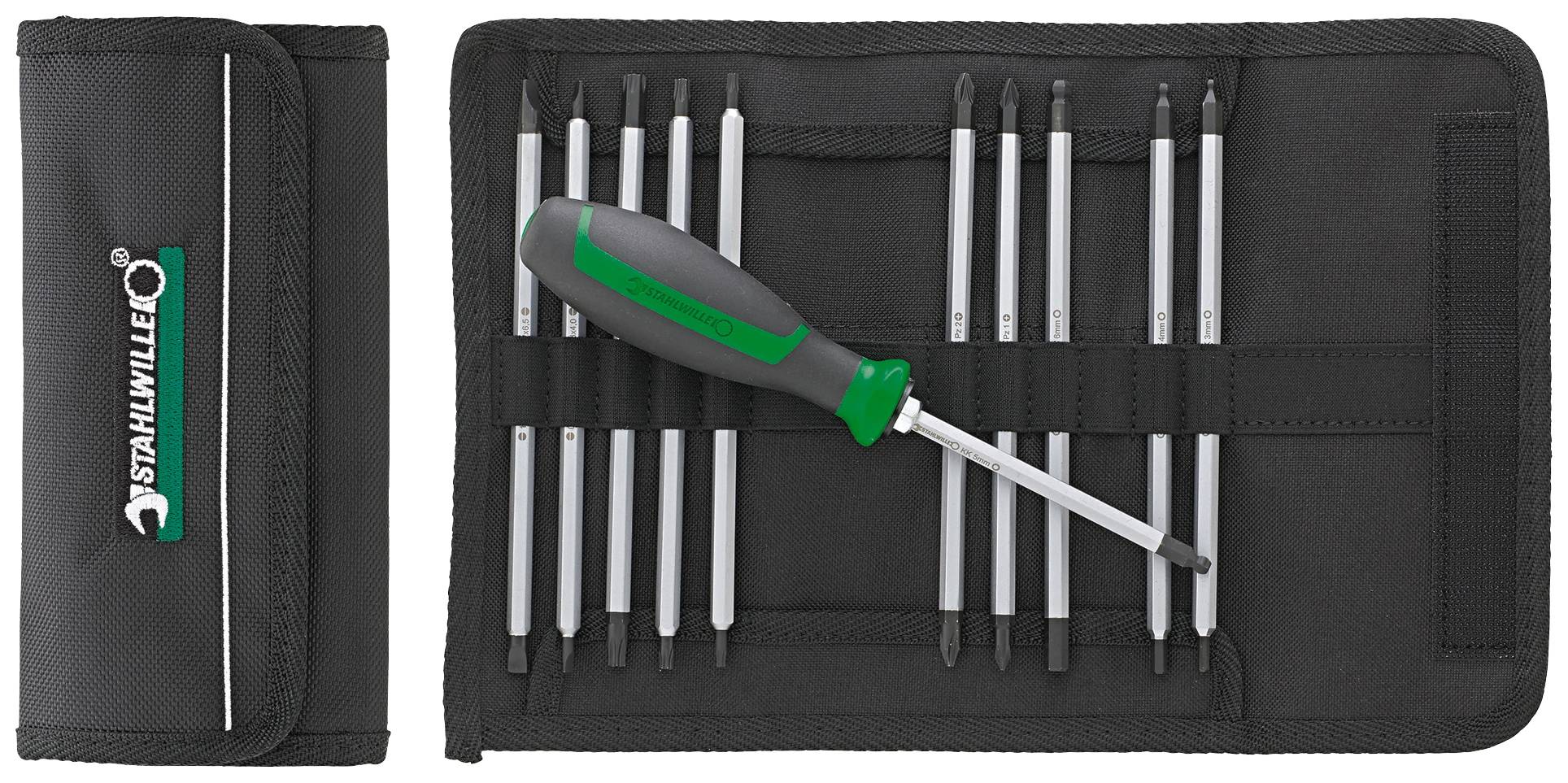 Stahlwille 4798 Werkstatt Umsteck-Schraubendreher-Set 11teilig Schlitz, Kreuzschlitz Phillips, Kreuzschlitz Pozidriv