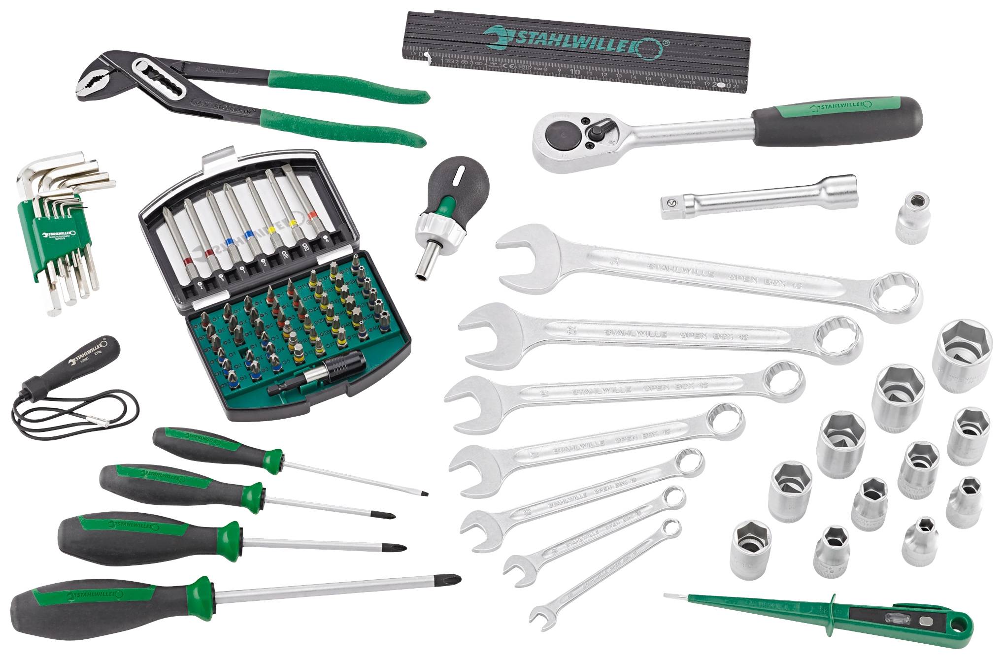 Stahlwille 97830700 STW L-BoXX Basisset Werkzeugkasten bestückt ABS Kunststoff Schwarz, Grün