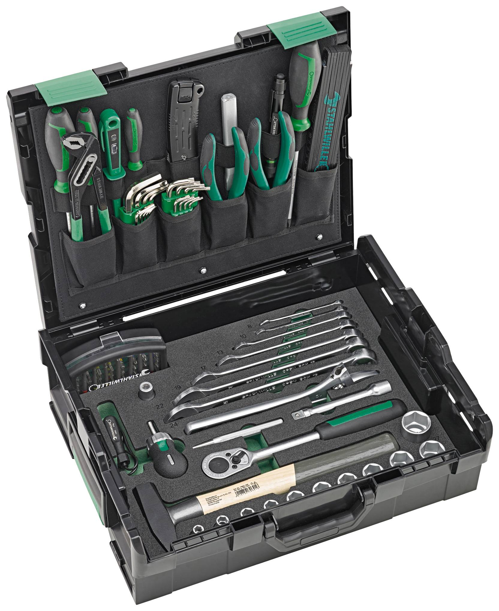 Stahlwille 97830701 STW L-BoXX Industrieset Werkzeugkasten bestückt ABS Kunststoff Schwarz, Grün