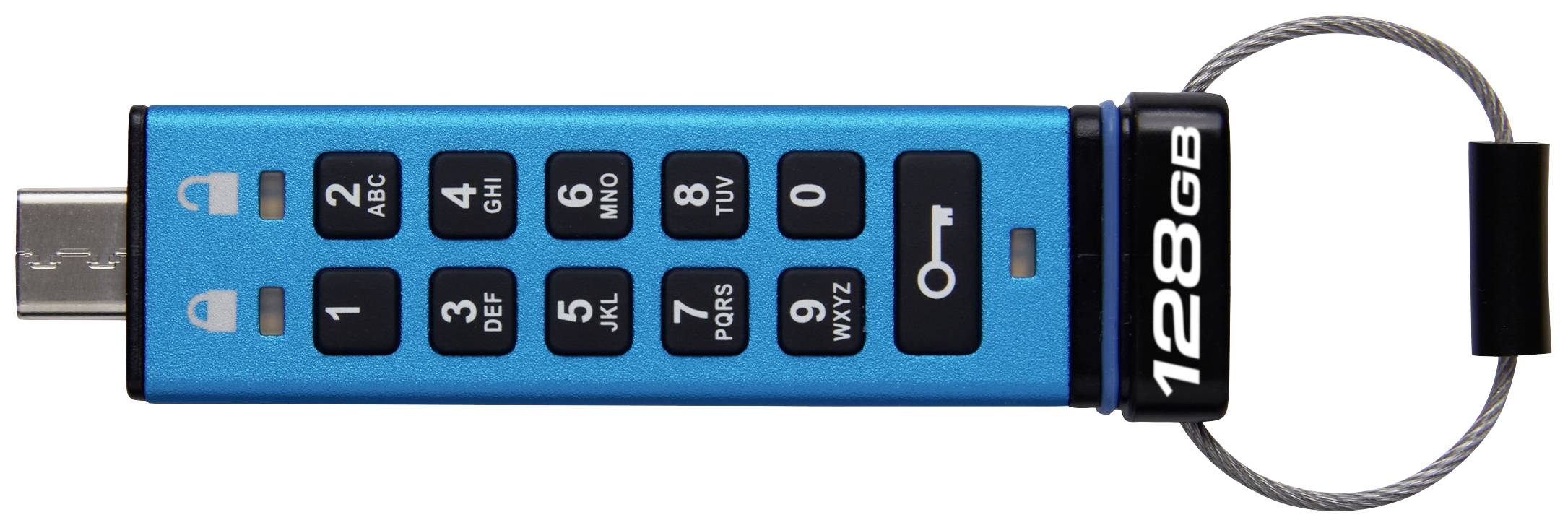 Kingston IronKey Keypad 200C USB-Stick 128GB Blau IKKP200C/128GB USB-C®